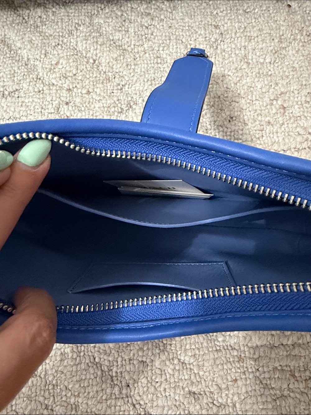 Coach the Hamptons Hobo- Blue Suede Shoulder Bag with Silver Hardware - Picture 5 of 5